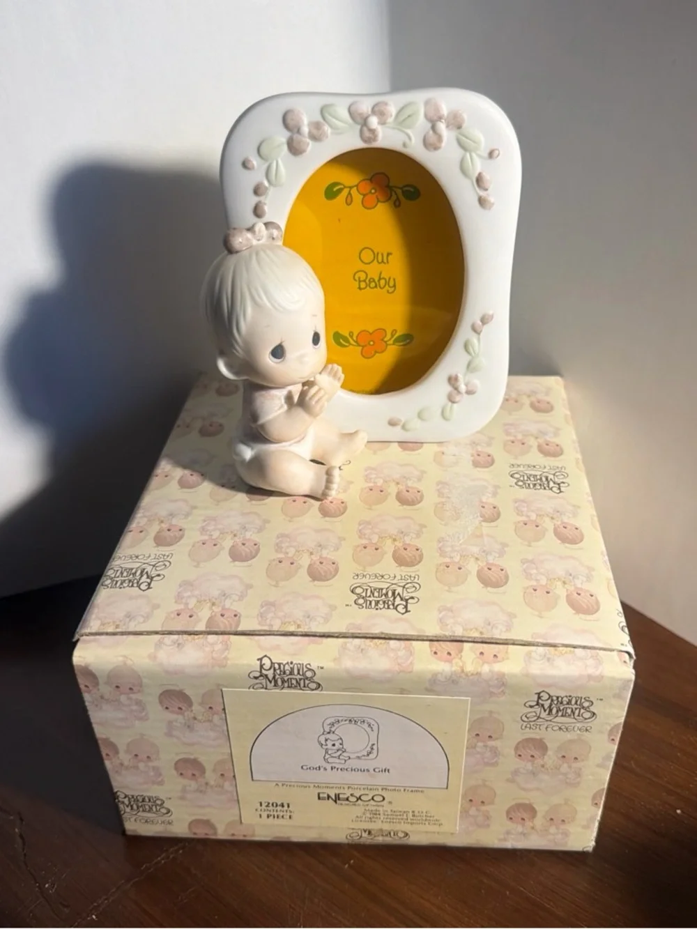 God’s Precious Precious Moments White Frame with Pink Floral Accents